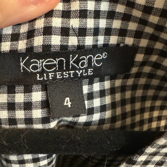KAREN KANE Sleeveless Check Gingham Floral Black White Midi Lined Dress SZ 4 EUC - Picture 10 of 12